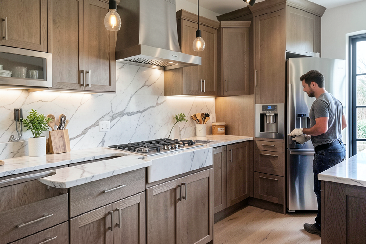 A beautifully finished kitchen with modern electrical installations showcases the team's craftsmanship.